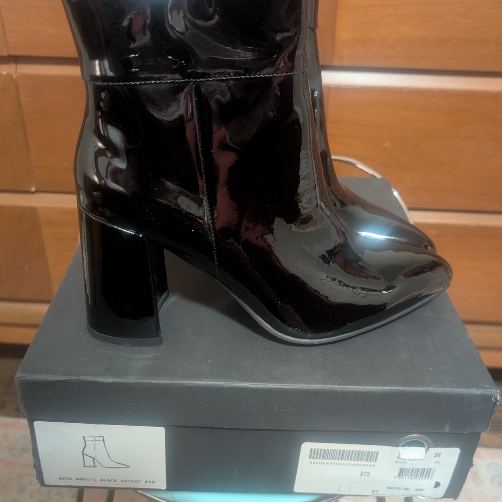 Alias Mae Patent Leather Black Heeled Boots